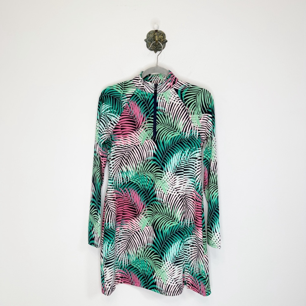 Tommy Bahama Green Multi Tropical Golf Dress Long Sleeve Women’s Small UPF 50